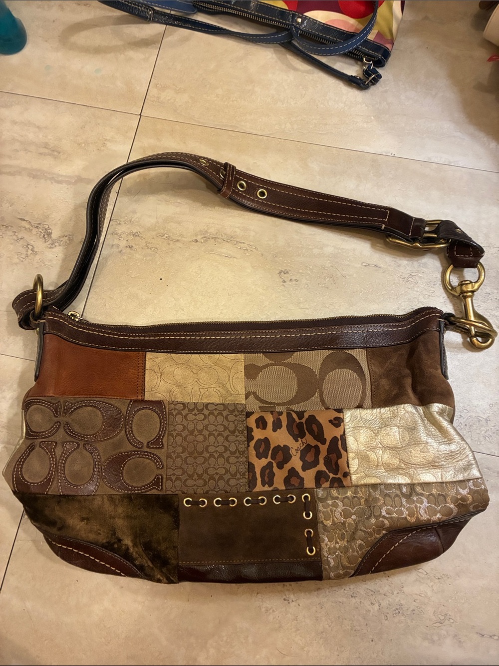 RARE Vintage Coach Carlyle Patchwork Shoulder Bag (F0893-F12842)